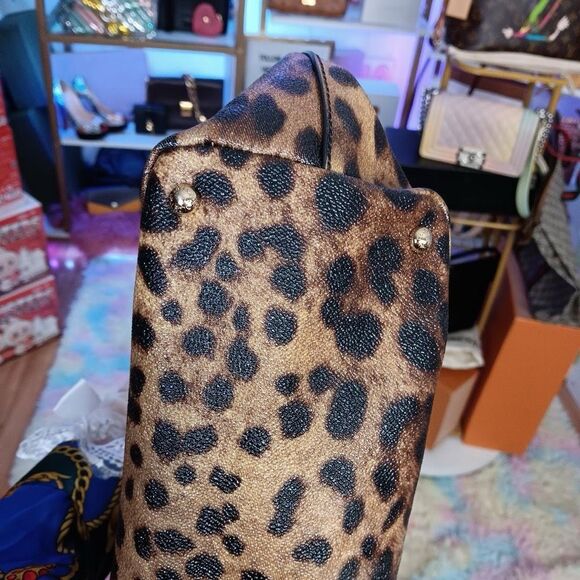 Dolce & Gabbana Brown Coated Canvas And Leather Leopard Print Tote - Picture 9 of 13